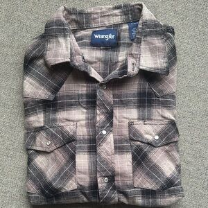 Wrangler Men's Plaid Shirt - Black and Brown